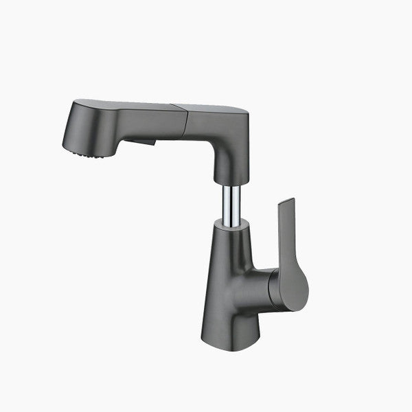 Adjustable Bathroom Faucet with Pull Out Shower Head