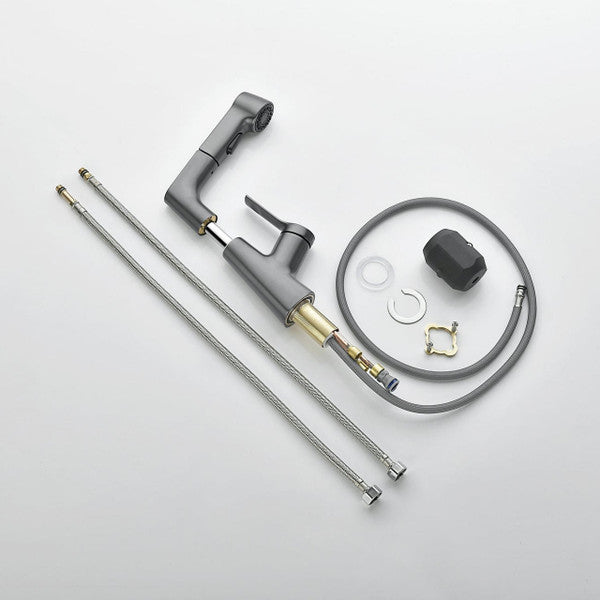 Adjustable Bathroom Faucet with Pull Out Shower Head