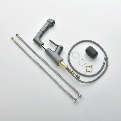 Adjustable Bathroom Faucet with Pull Out Shower Head