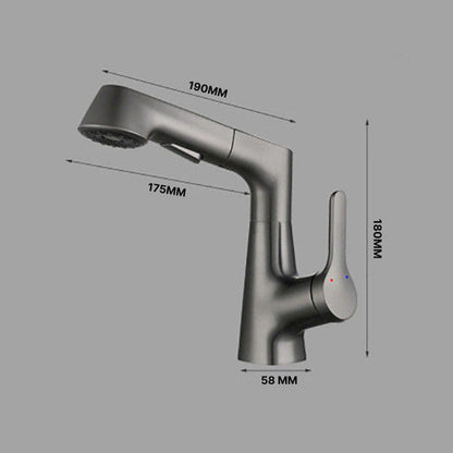 Adjustable Bathroom Faucet with Pull Out Shower Head
