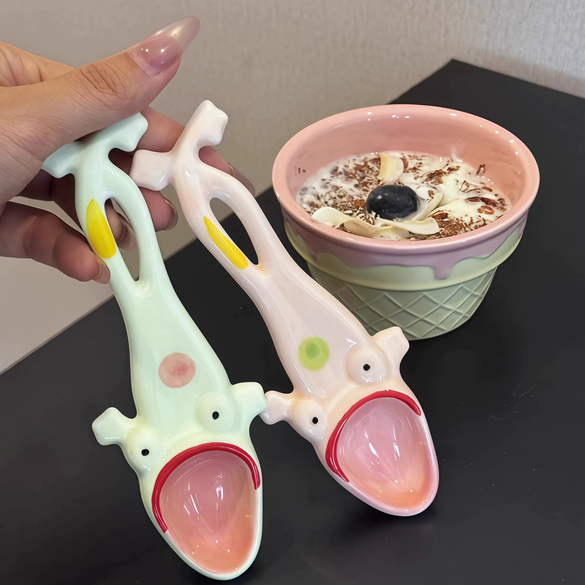 Colorful Frog Kitchen Ceramic Spoon - Pexav