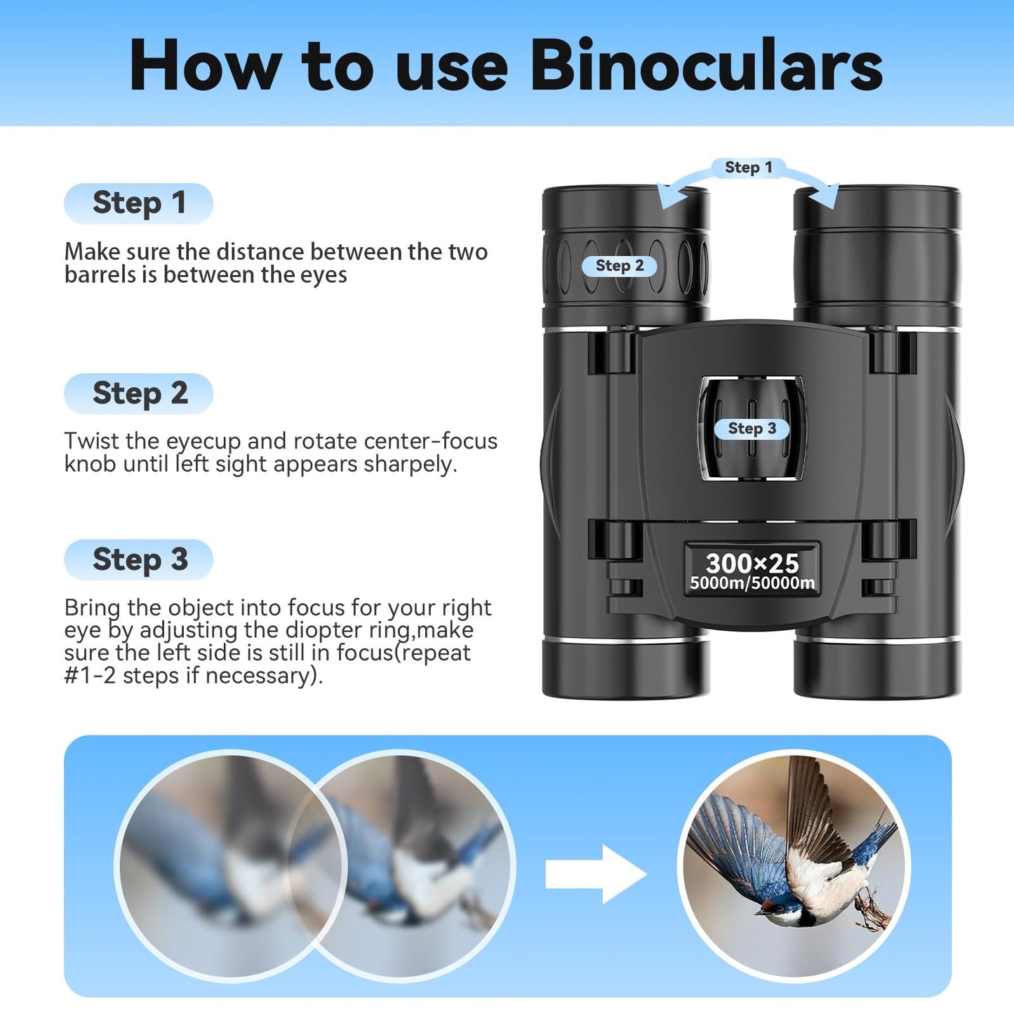 Compact 40X Wide Angle Travel Binoculars