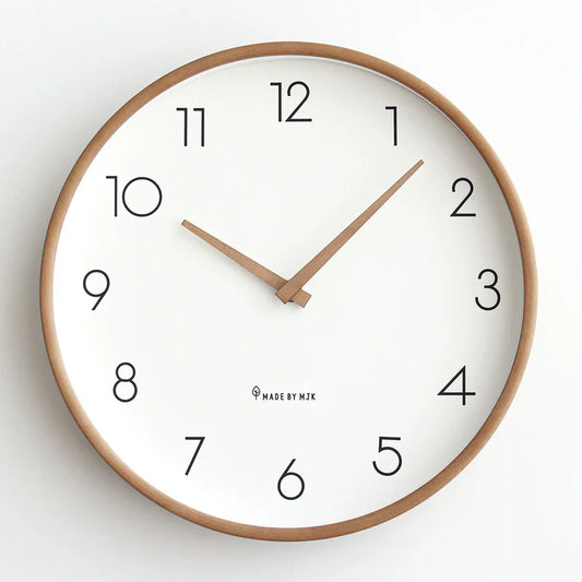 Simple Wood Wall Clock - Quiet Modern Design with Glass Face - Pexav