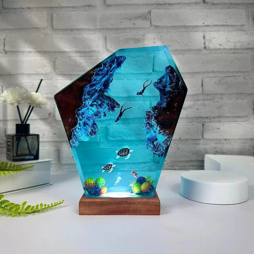 Ocean-Inspired Night Light with 3D Effect – Color Changing Resin Night Lamp for Relaxation and Ambiance 1