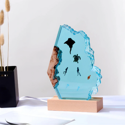 Ocean-Inspired Night Light with 3D Effect – Color Changing Resin Night Lamp for Relaxation and Ambiance 3