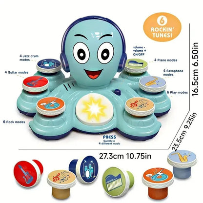 Octopus Musical Toy with 6 Music Buttons and 28 Sound Effects, Safe for Ages 18+ Months