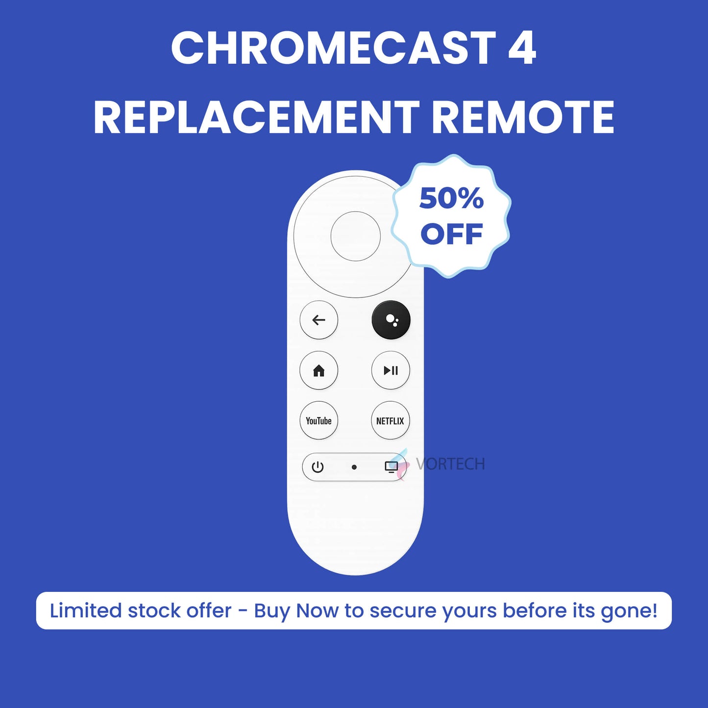 Simple Chromecast 4 Control Remote for Easy Streaming