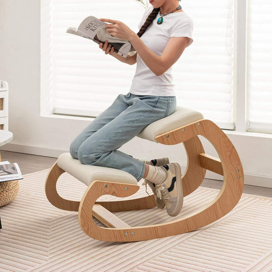 Comfortable Ergonomic Wood Kneeling Office Chair - Pexav
