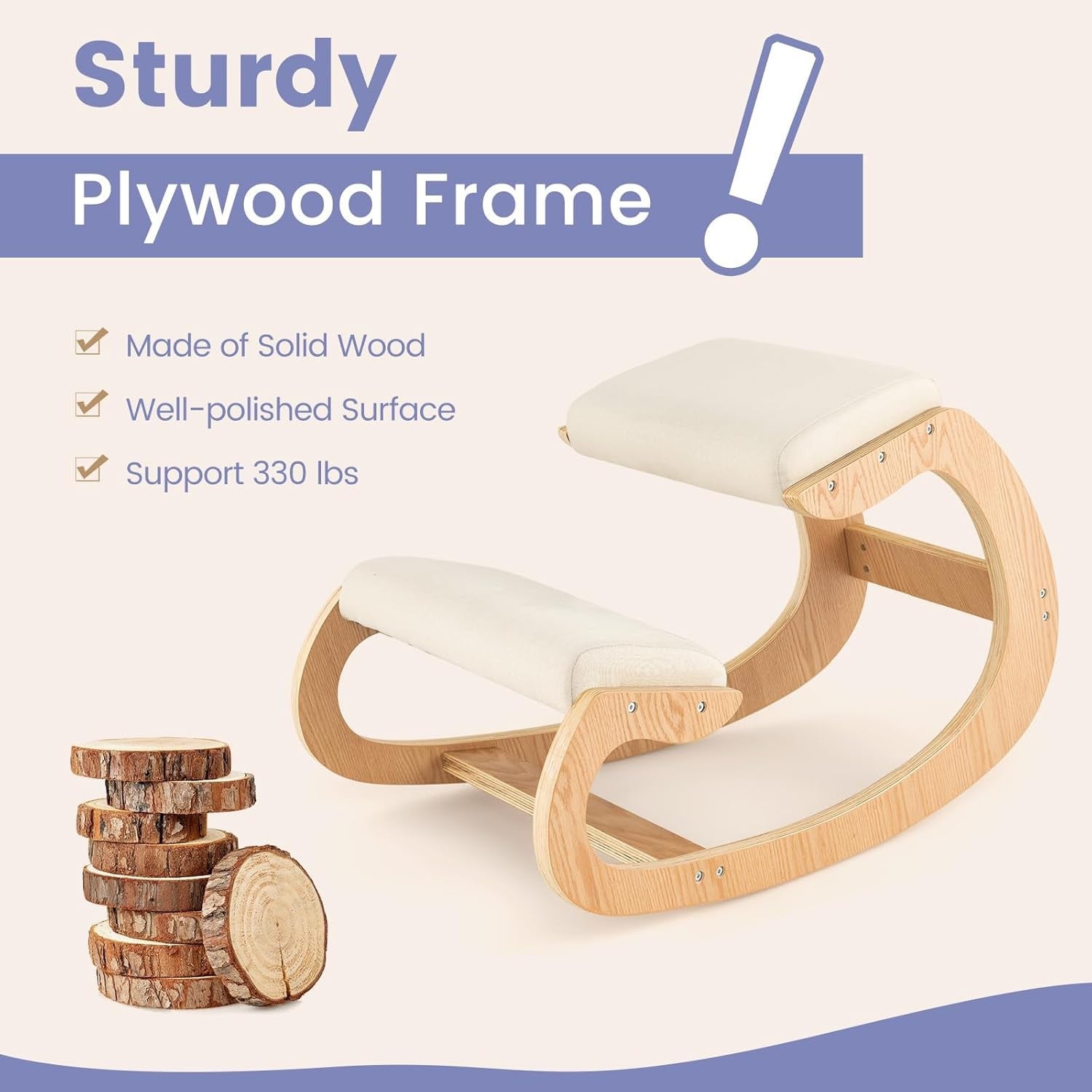 Office Ergonomic Wooden Kneeling Chair Helps Maintain Correct Posture, Thick Cushion