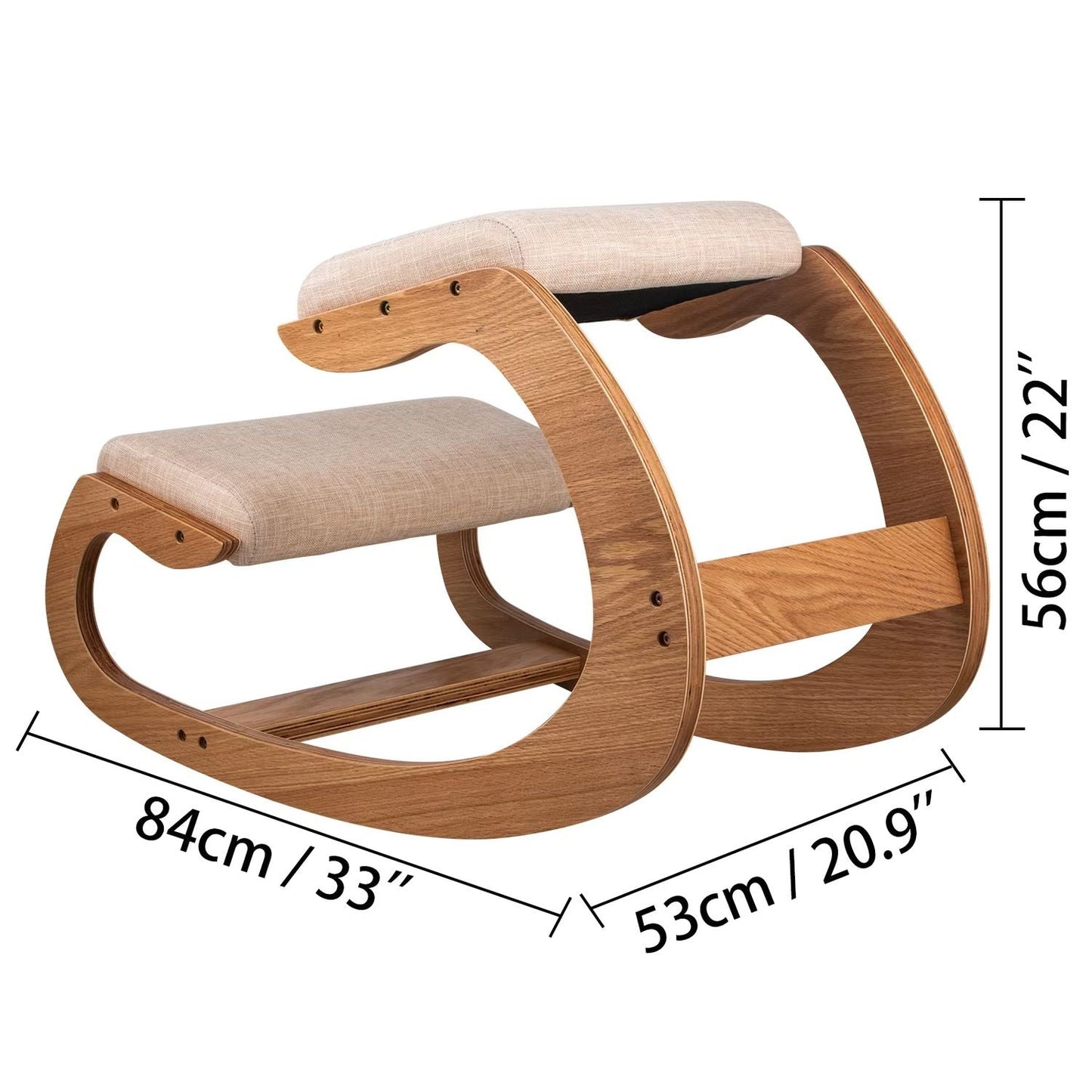 Office Ergonomic Wooden Kneeling Chair Helps Maintain Correct Posture, Thick Cushion