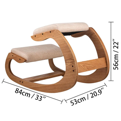 Office Ergonomic Wooden Kneeling Chair Helps Maintain Correct Posture, Thick Cushion