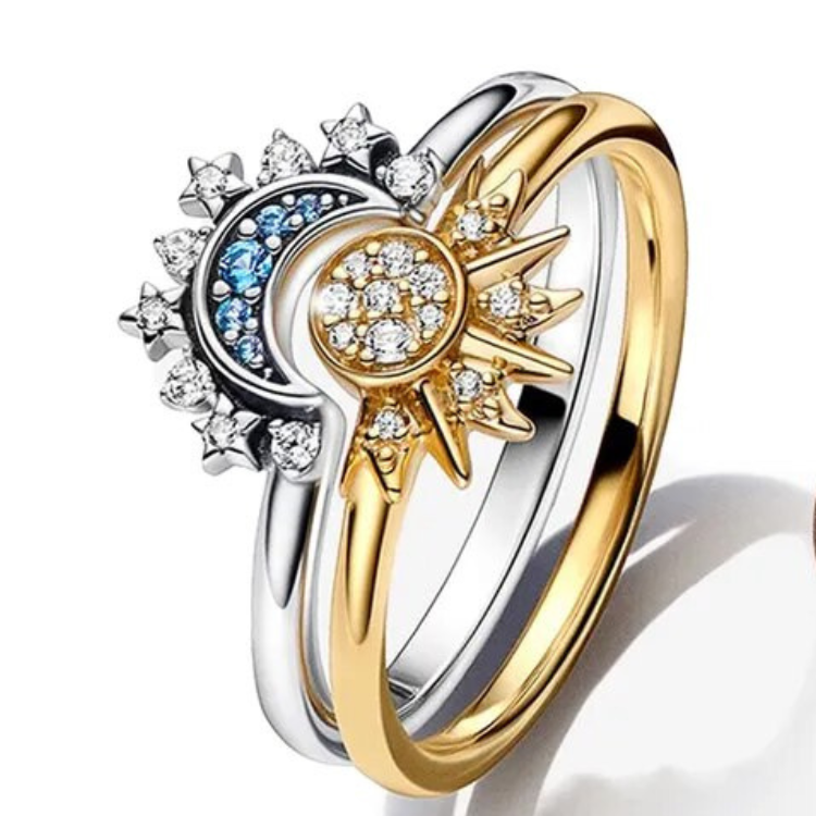Shining Crystal Moon Ring - Genuine Silver - Pexav