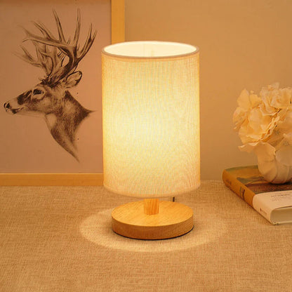 Organic Glow Bedside Lamp - Dimmable Small Table Lamp with Remote Control, Wooden and Linen Design for Bedroom or Nightstand 6