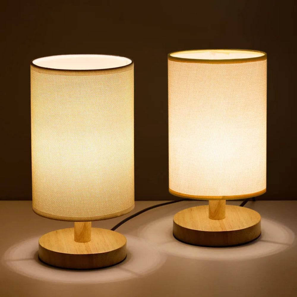 Organic Glow Bedside Lamp - Dimmable Small Table Lamp with Remote Control, Wooden and Linen Design for Bedroom or Nightstand 8