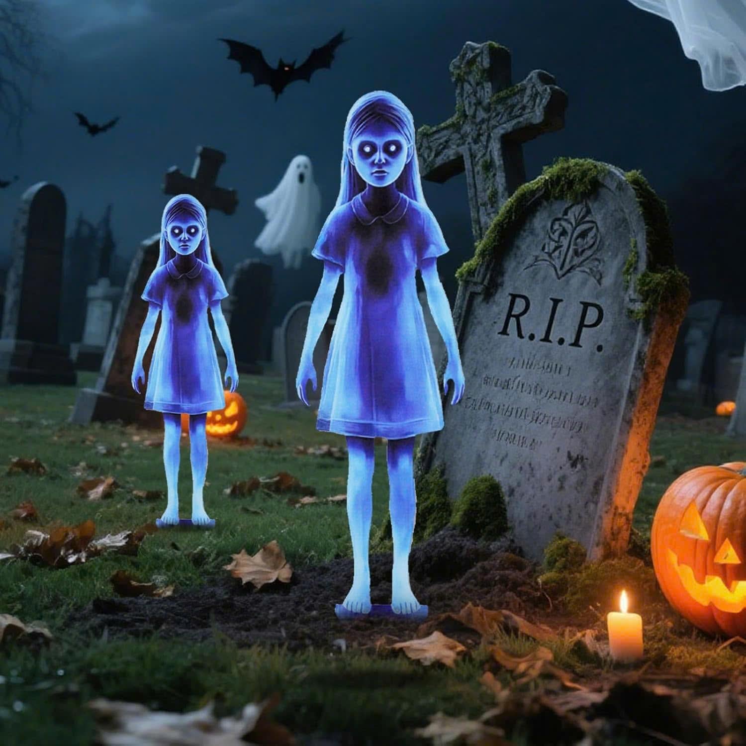 Spooky LED Ghost Yard Decor, Easy to Set Up - Pexav