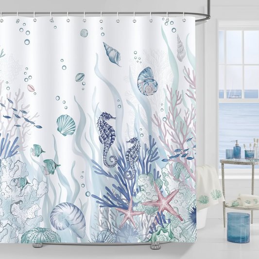 Beachy Waterproof Shower Curtain Polyester - Pexav