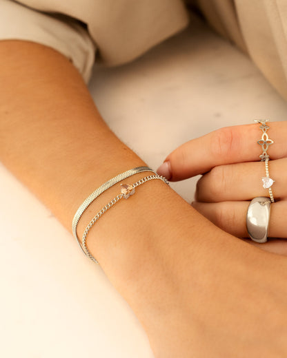 Sparkling Gemstone Heart Charm Bracelet