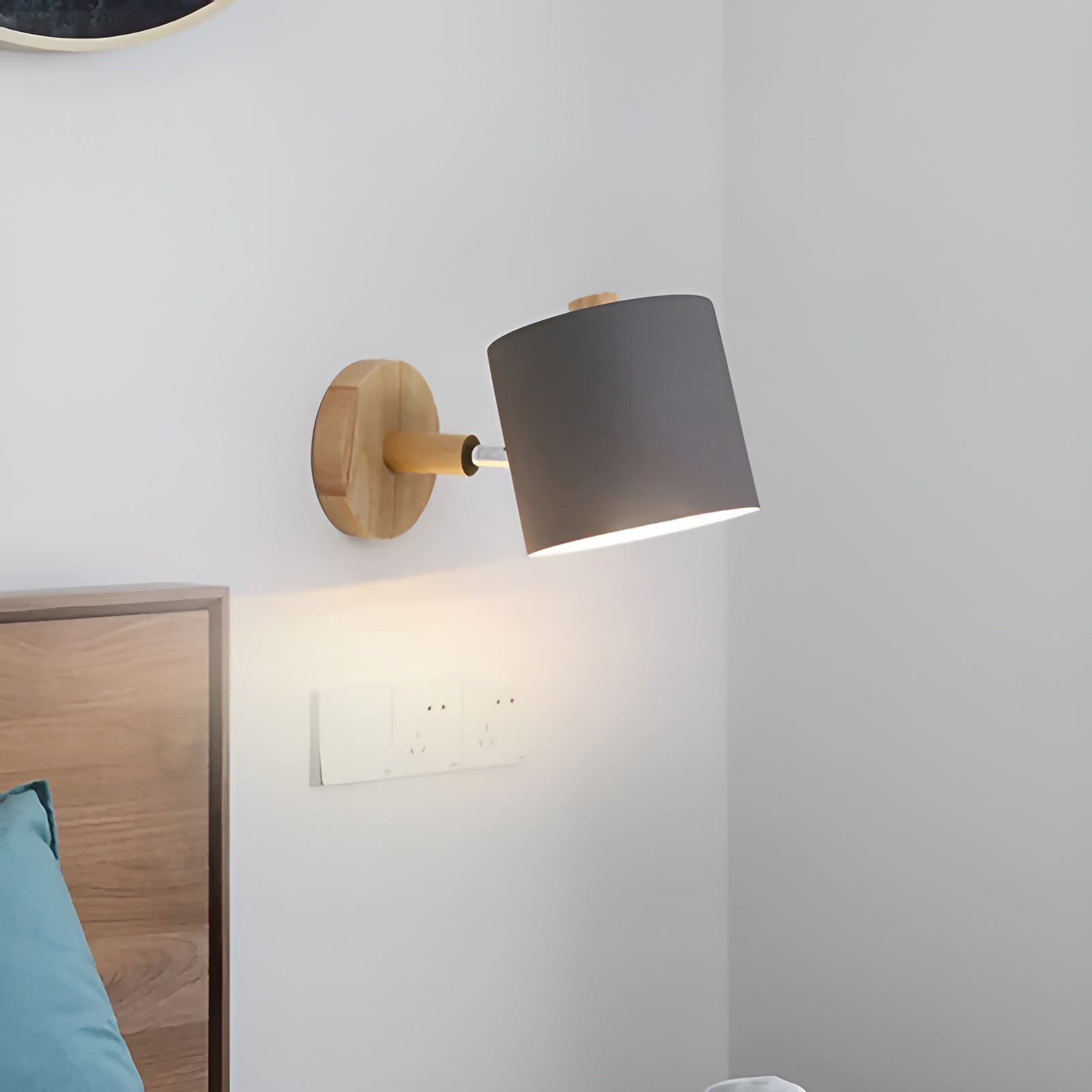 Pastel Nordic Wall Light – Adjustable Colorful Wall Sconce for Cozy Ambiance, Metal and Wood Design, Ideal for Living Room or Study 6