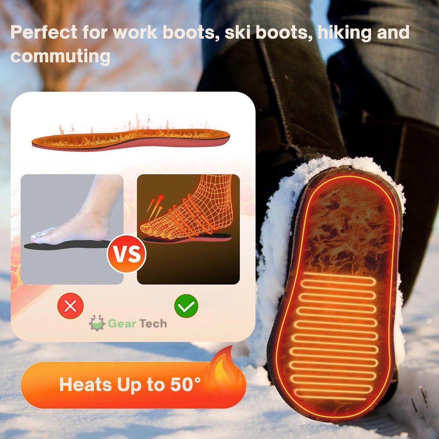 Warm Rechargeable Insoles with USB Charging