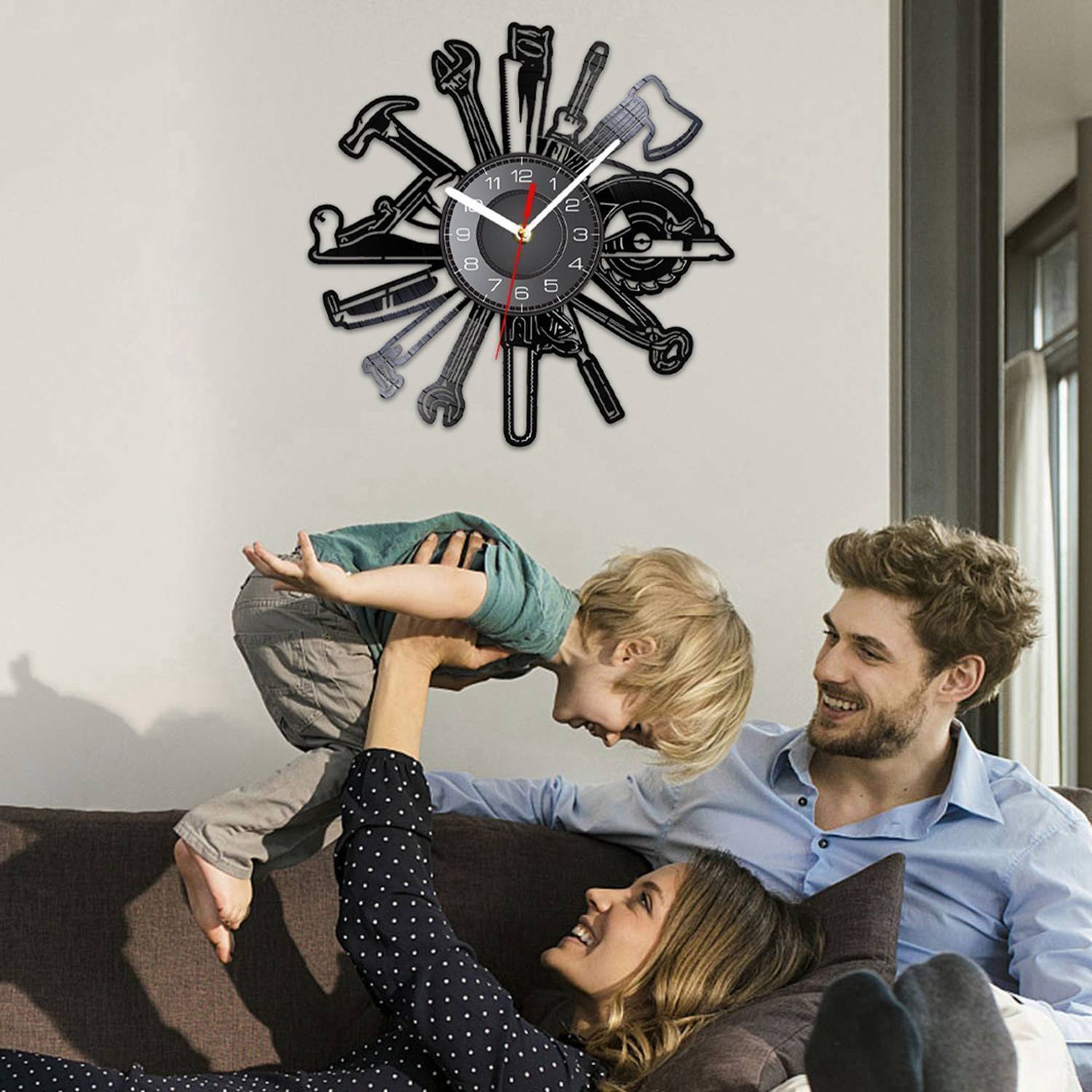 Personalized LED Wall Tool Clock for Men – Car Repair Tools Garage Décor Gift