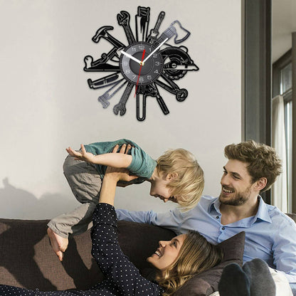 Personalized LED Wall Tool Clock for Men – Car Repair Tools Garage Décor Gift