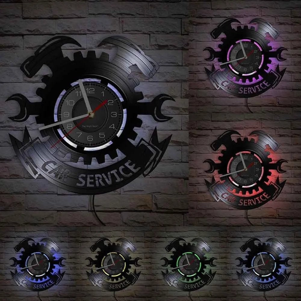 Personalized LED Wall Tool Clock for Men – Car Repair Tools Garage Décor Gift