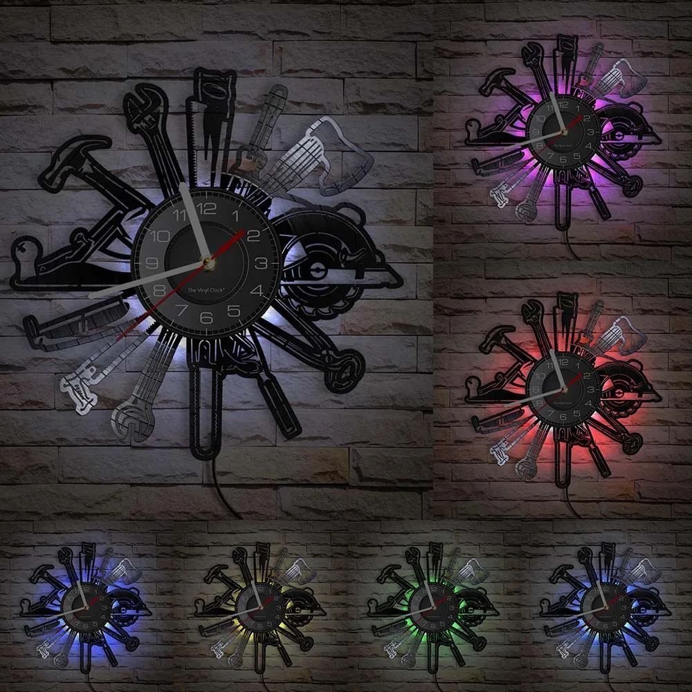 Personalized LED Wall Tool Clock for Men – Car Repair Tools Garage Décor Gift
