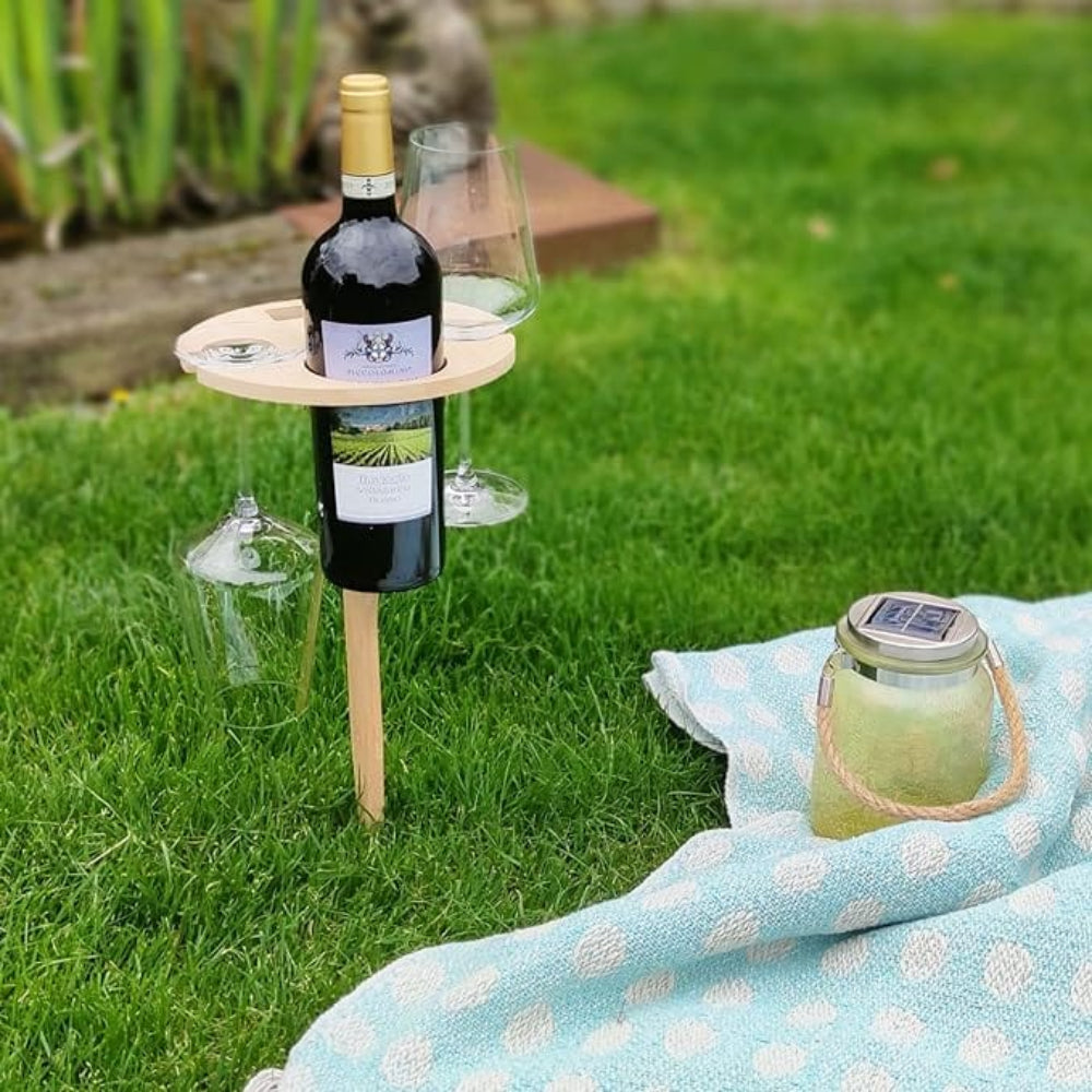 Collapsible Outdoor Wine Table Compact Folding Holder