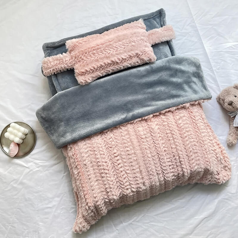 Cozy Cute Pet Bed with Soft Pillow and Blanket