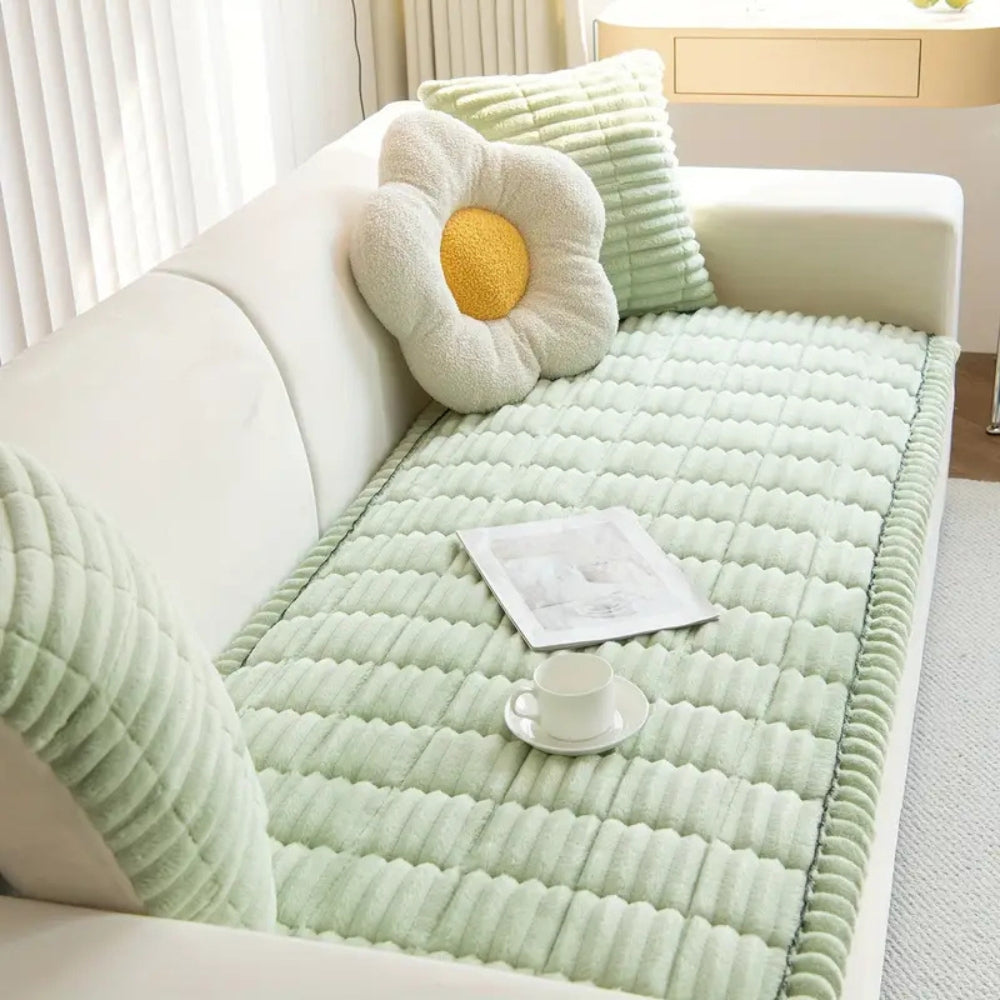 Soft Couch Cover with Ruffled Trim - Pexav