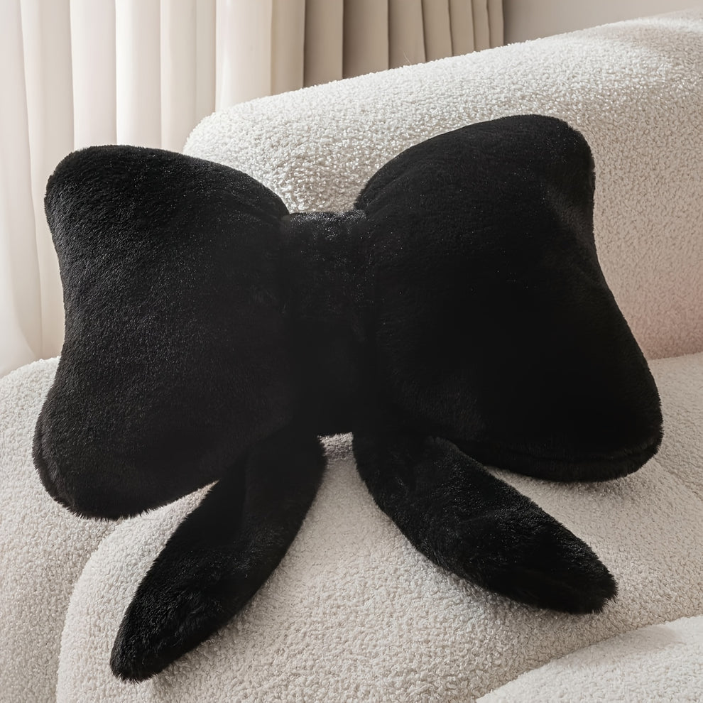 Plush Bow Decorative Pillow – Soft Cozy Accent Throw Pillow for Couch and Home Décor 1