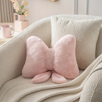 Plush Bow Decorative Pillow – Soft Cozy Accent Throw Pillow for Couch and Home Décor 3
