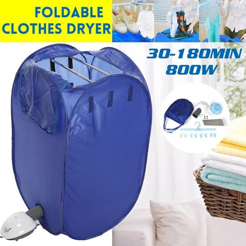 Compact Folding Laundry Dryer Rack with Hangers and Cover - Pexav