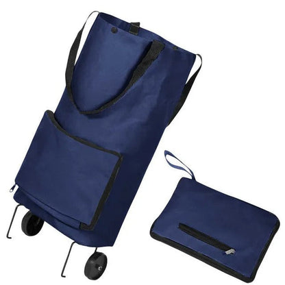 Portable Expandable Shopping Bag with Wheels and Foldable Design