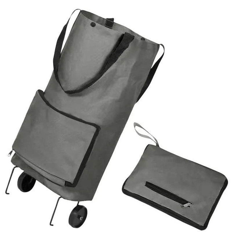Portable Expandable Shopping Bag with Wheels and Foldable Design