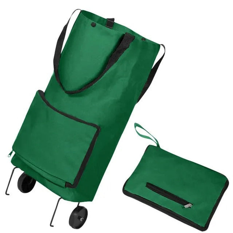 Portable Expandable Shopping Bag with Wheels and Foldable Design