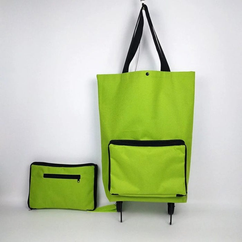 Portable Expandable Shopping Bag with Wheels and Foldable Design