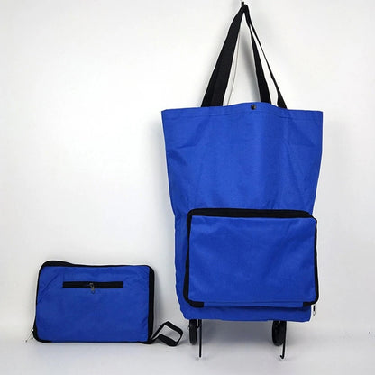 Portable Expandable Shopping Bag with Wheels and Foldable Design
