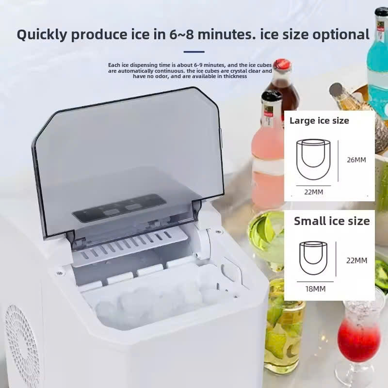 Portable Ice Nugget Maker – 26.5lbs Daily Output, Self-Cleaning, 9 Ice Cubes in 6 Minutes, Perfect for Kitchens, Parties, Camping & RVs