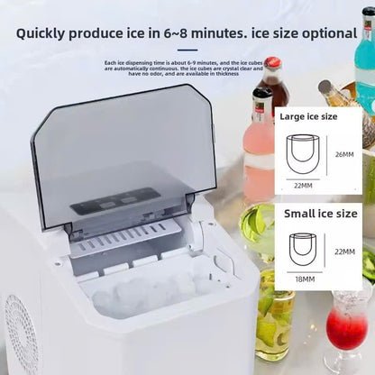 Portable Ice Nugget Maker – 26.5lbs Daily Output, Self-Cleaning, 9 Ice Cubes in 6 Minutes, Perfect for Kitchens, Parties, Camping & RVs