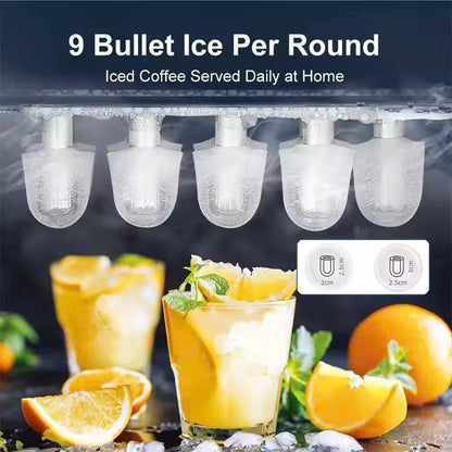 Portable Ice Nugget Maker – 26.5lbs Daily Output, Self-Cleaning, 9 Ice Cubes in 6 Minutes, Perfect for Kitchens, Parties, Camping & RVs