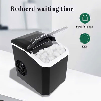 Portable Ice Nugget Maker – 26.5lbs Daily Output, Self-Cleaning, 9 Ice Cubes in 6 Minutes, Perfect for Kitchens, Parties, Camping & RVs