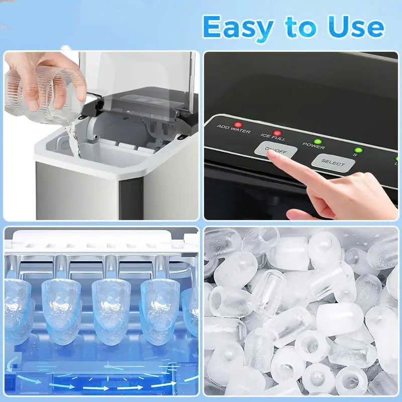 Portable Ice Nugget Maker – 26.5lbs Daily Output, Self-Cleaning, 9 Ice Cubes in 6 Minutes, Perfect for Kitchens, Parties, Camping & RVs