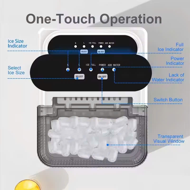 Portable Ice Nugget Maker – 26.5lbs Daily Output, Self-Cleaning, 9 Ice Cubes in 6 Minutes, Perfect for Kitchens, Parties, Camping & RVs