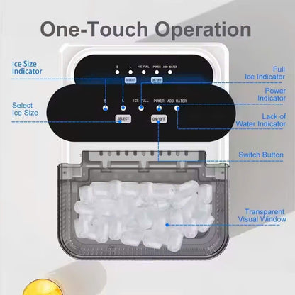 Portable Ice Nugget Maker – 26.5lbs Daily Output, Self-Cleaning, 9 Ice Cubes in 6 Minutes, Perfect for Kitchens, Parties, Camping & RVs