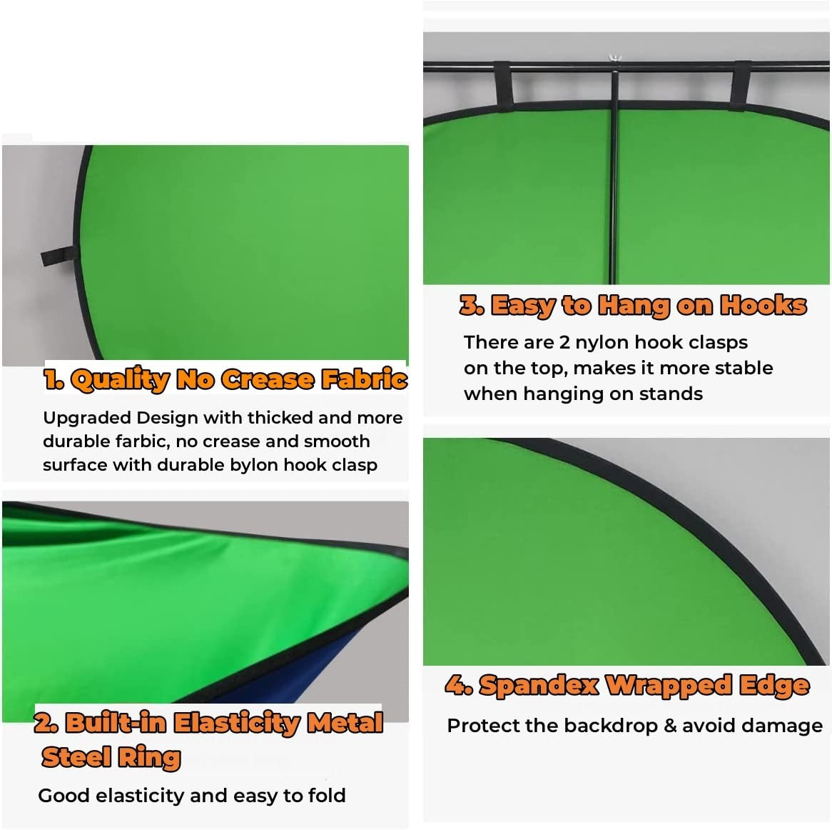 Portable Screen - 2 in 1 Double Sided Pop Up Collapsible Backdrop for Photo, Video Shooting, Live Streaming & Gaming