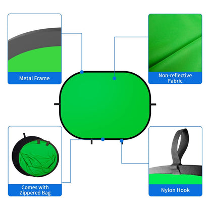 Portable Screen - 2 in 1 Double Sided Pop Up Collapsible Backdrop for Photo, Video Shooting, Live Streaming & Gaming