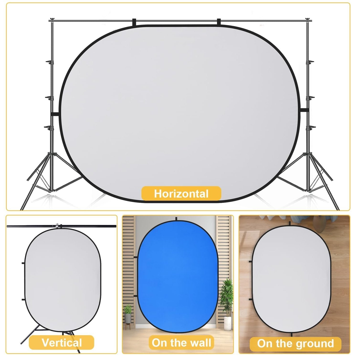 Portable Screen - 2 in 1 Double Sided Pop Up Collapsible Backdrop for Photo, Video Shooting, Live Streaming & Gaming