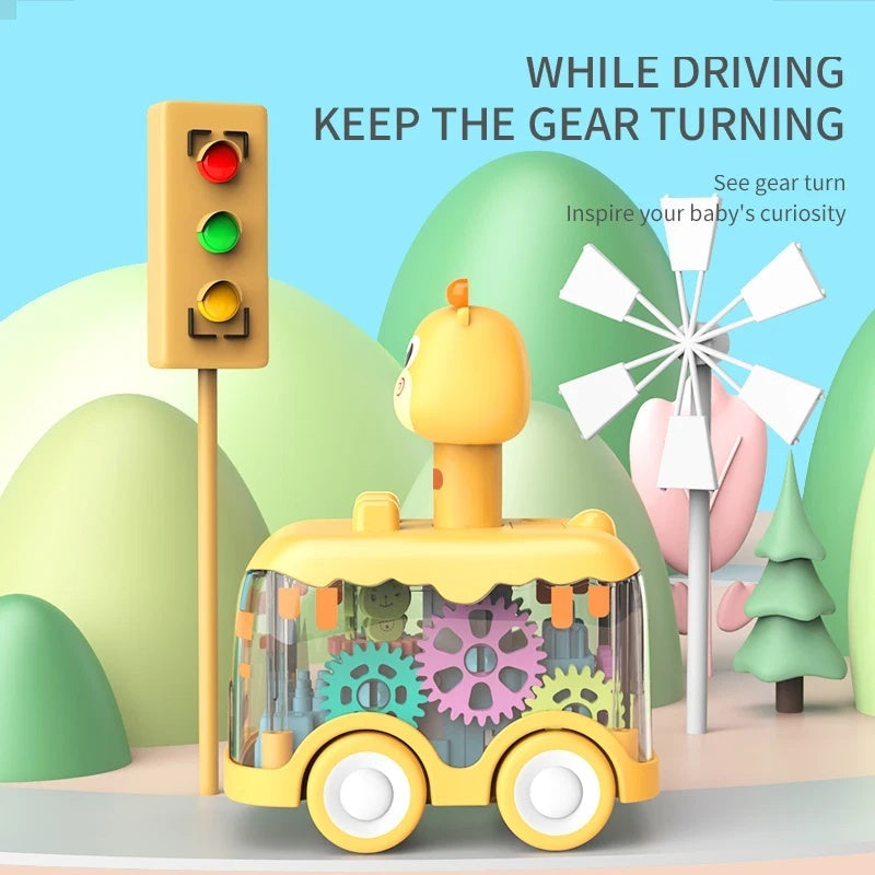 Press Gear Animal Car with Inertial Motion, Light-Up Fun, Educational Play, Safe for Ages 1+