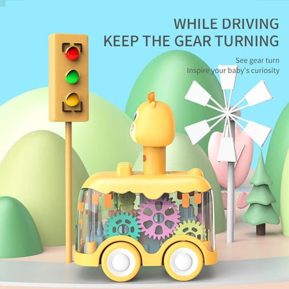 Press Gear Animal Car with Inertial Motion, Light-Up Fun, Educational Play, Safe for Ages 1+